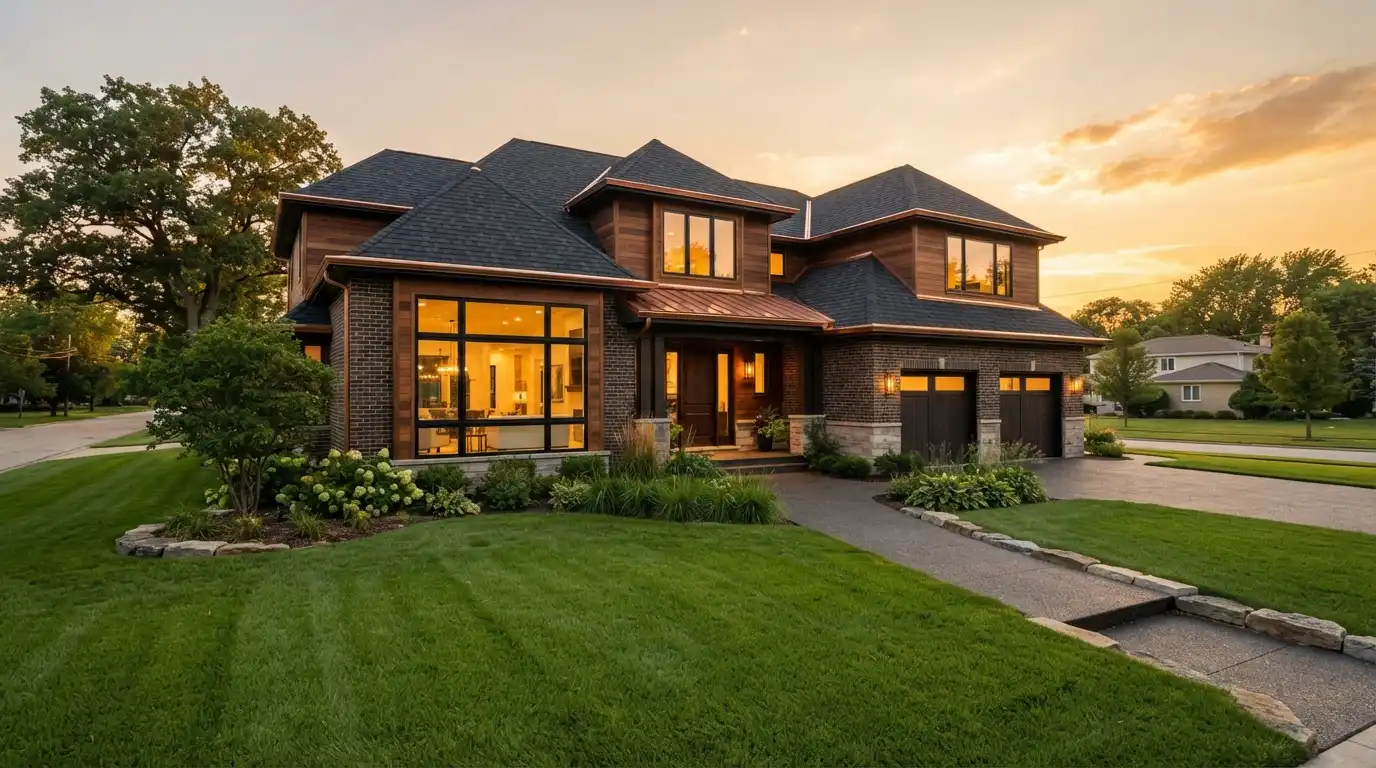 Pristine architectural roof on custom home